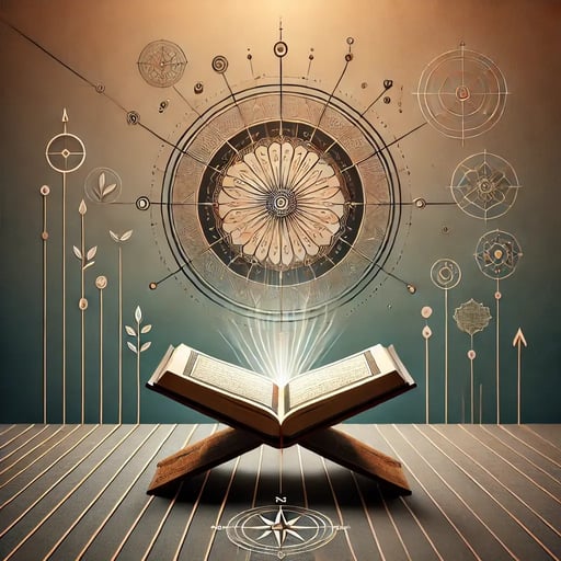 DALL·E 2024-11-29 00.50.13 - A minimalist and symbolic image representing Faith-Based Personal Development. The design features an open Quran at the center, radiating light and su